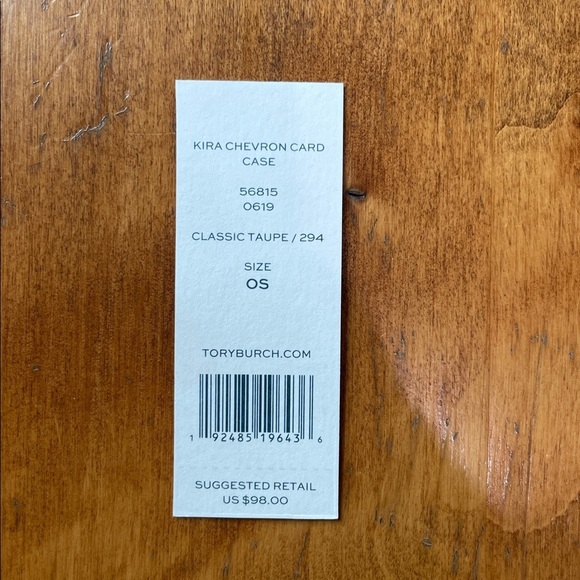 Tory Burch Kira Chevron Card Case Wallet In Classic Taupe NWT - Picture 8 of 10